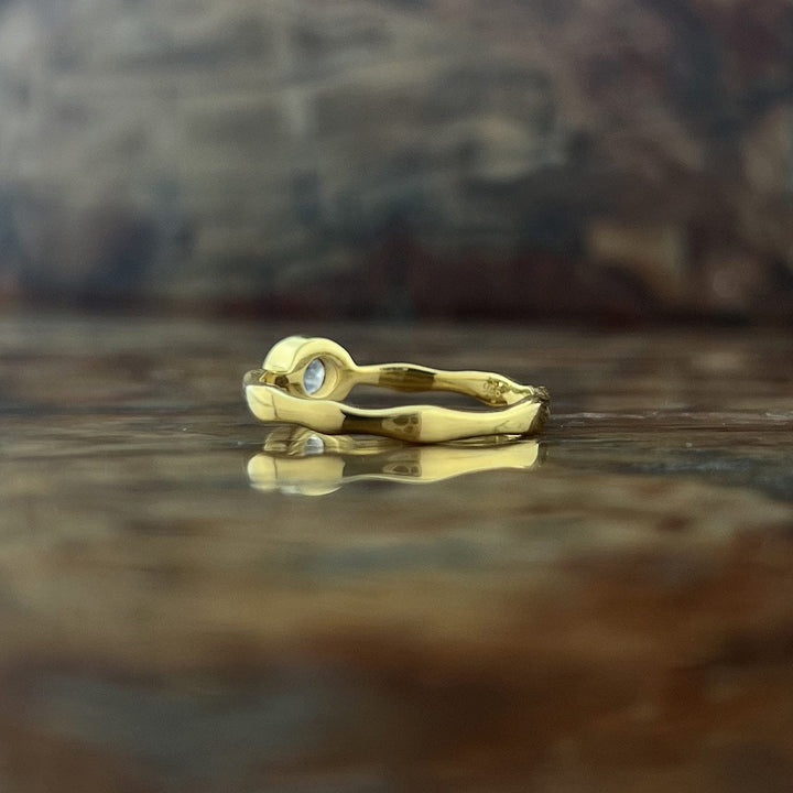 Moonstone 18K Vermeil Gold Stackable Wavy Ring