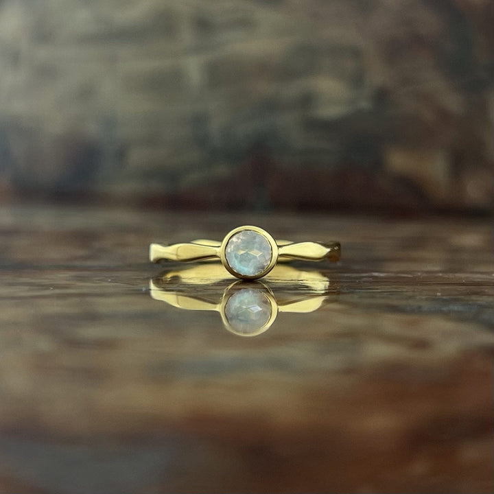 Moonstone 18K Vermeil Gold Stackable Wavy Ring