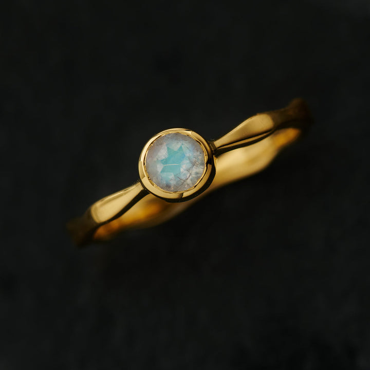 Moonstone 18K Vermeil Gold Stackable Wavy Ring