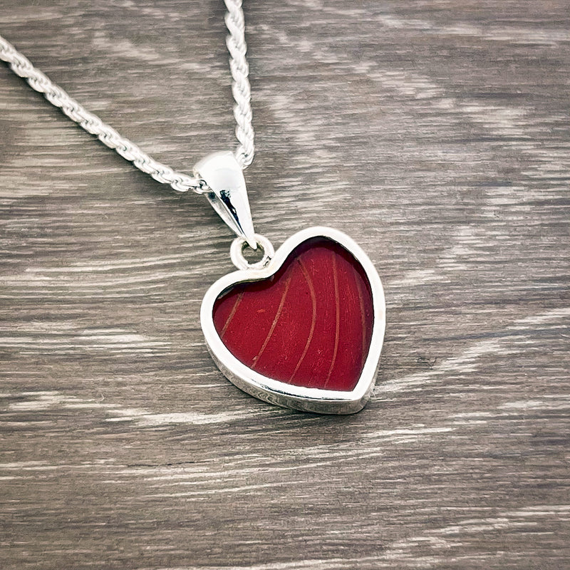 Blood Red Glider butterfly wing pendant in fine silver