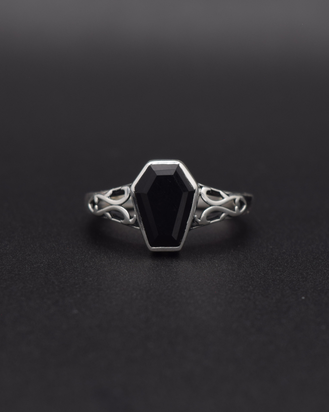 Silvaria Black Onyx Coffin Ring