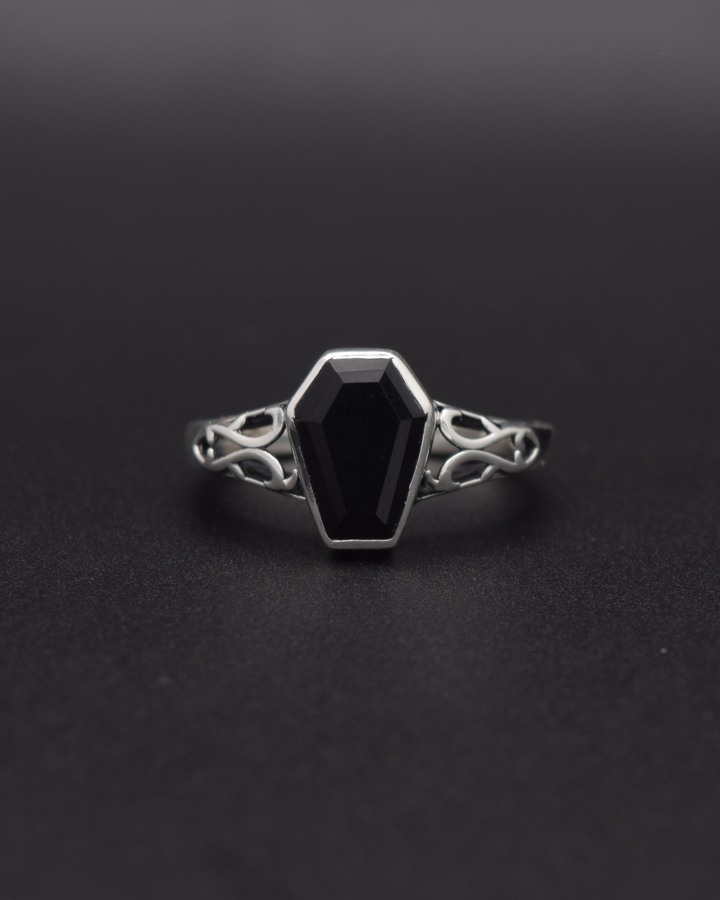 Silvaria Black Onyx Coffin Ring