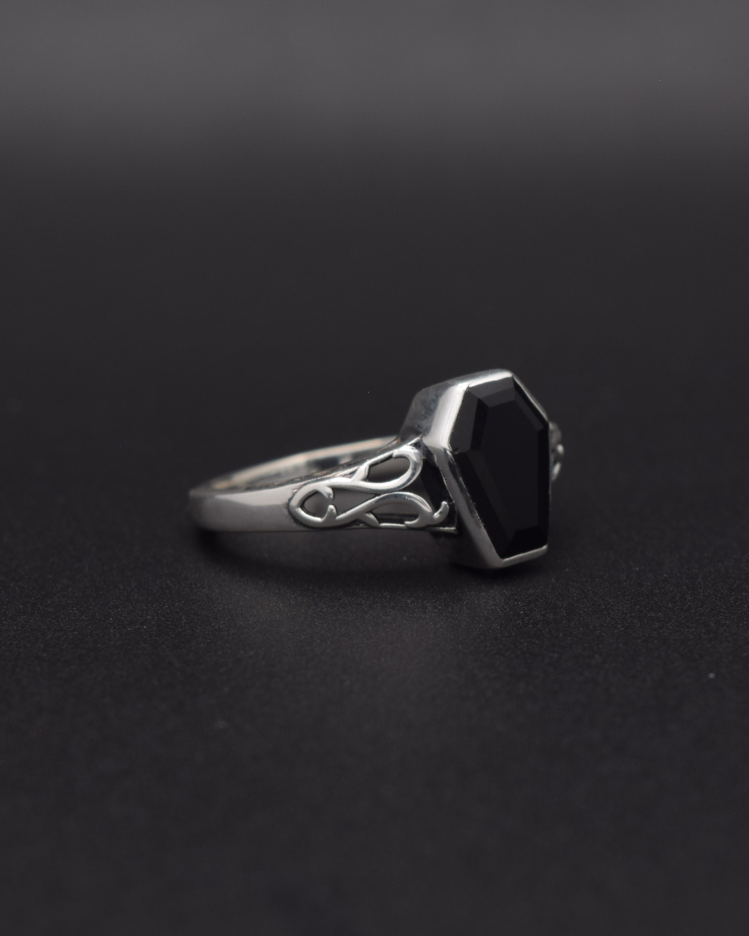 Silvaria Black Onyx Coffin Ring