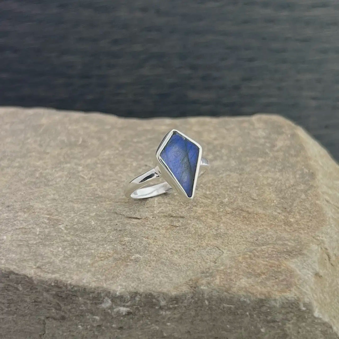Labradorite Sterling Silver Shield Ring