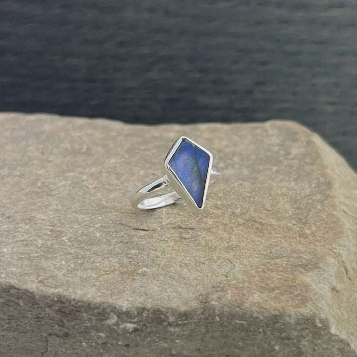 Labradorite Sterling Silver Shield Ring