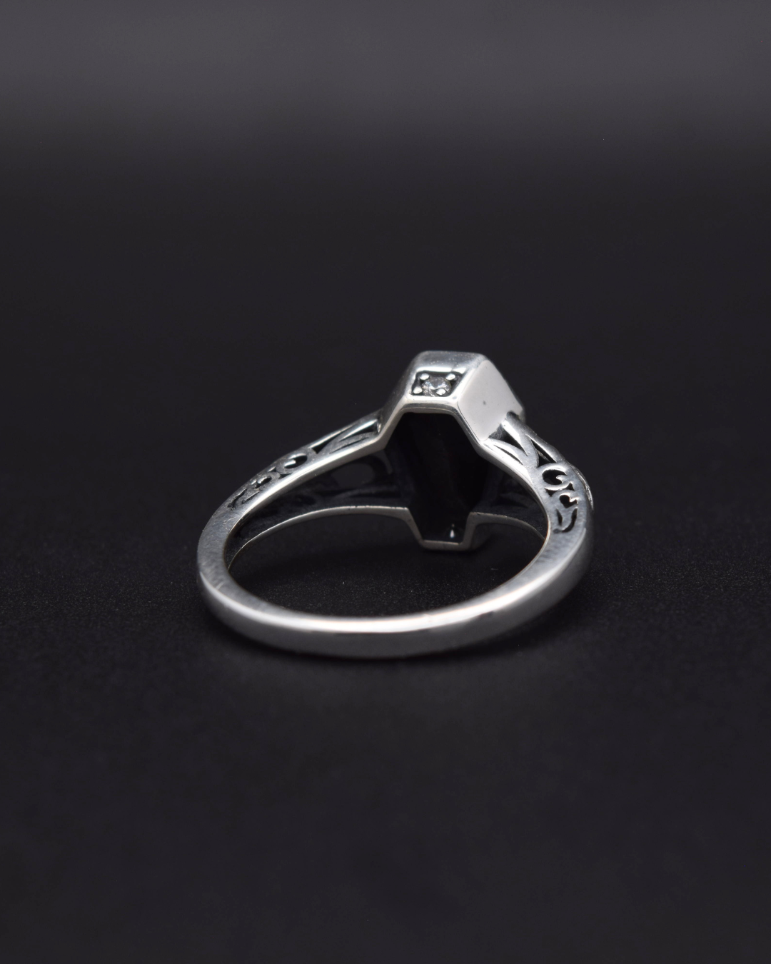 Silvaria Silver Obsidian Coffin Ring