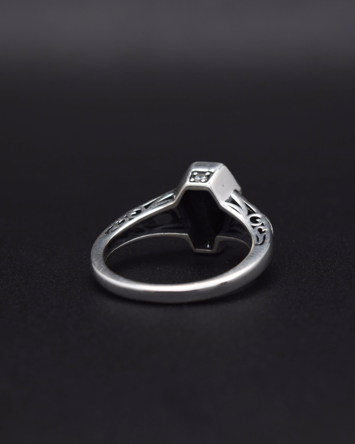 Silvaria Silver Obsidian Coffin Ring