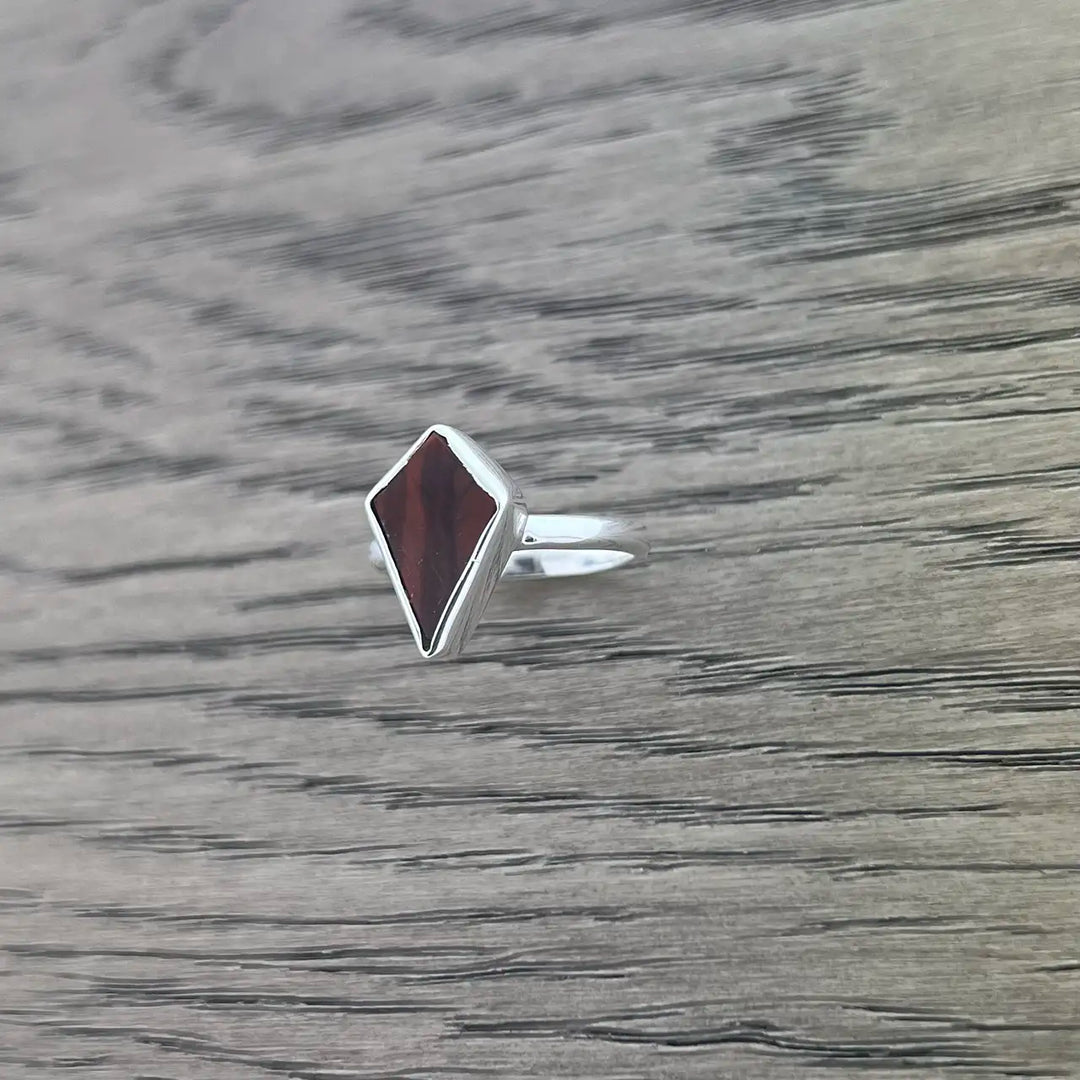 Red Tiger's Eye Sterling Silver Shield Ring