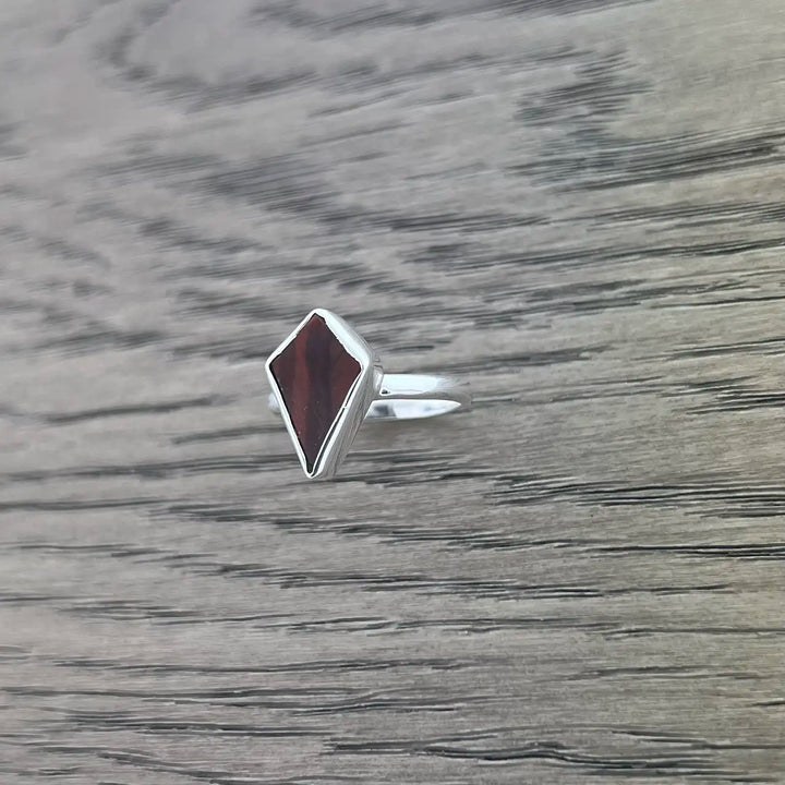 Red Tiger's Eye Sterling Silver Shield Ring