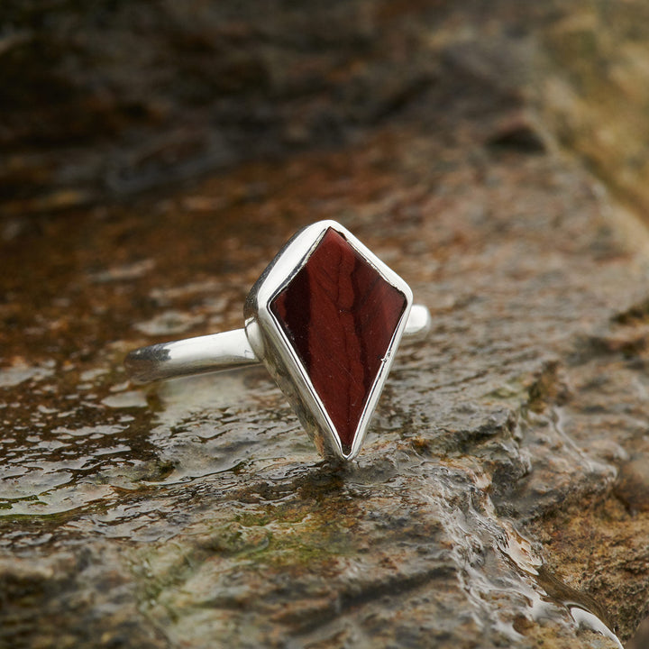 Red Tiger's Eye Sterling Silver Shield Ring