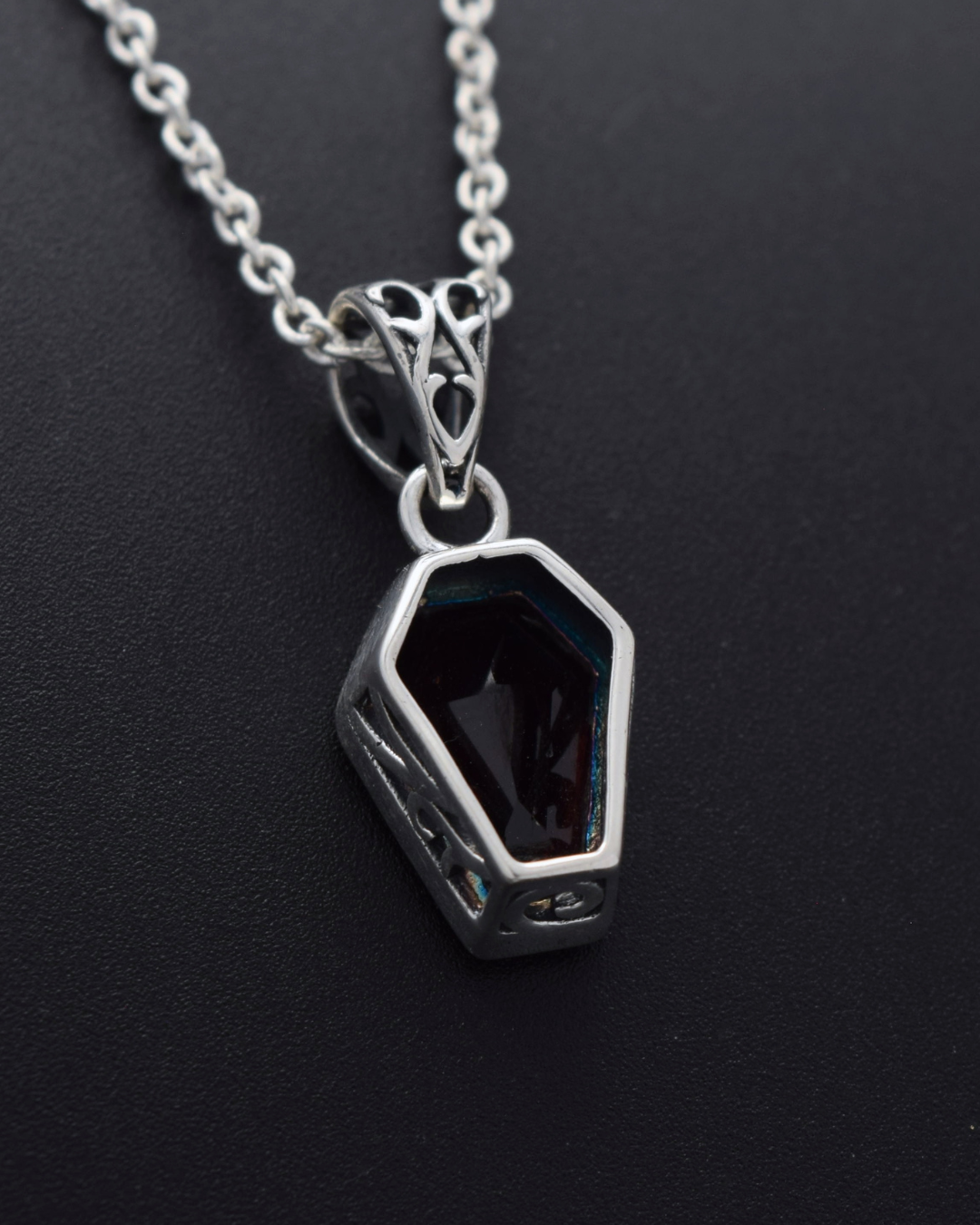 Silvaria Garnet Coffin Necklace