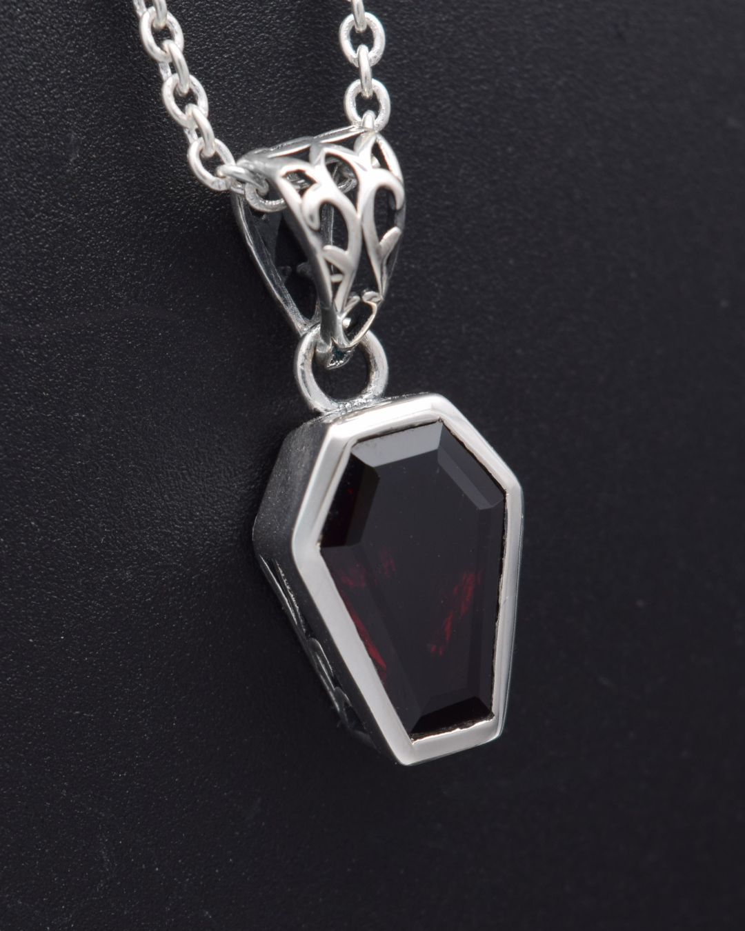 Silvaria Garnet Coffin Necklace