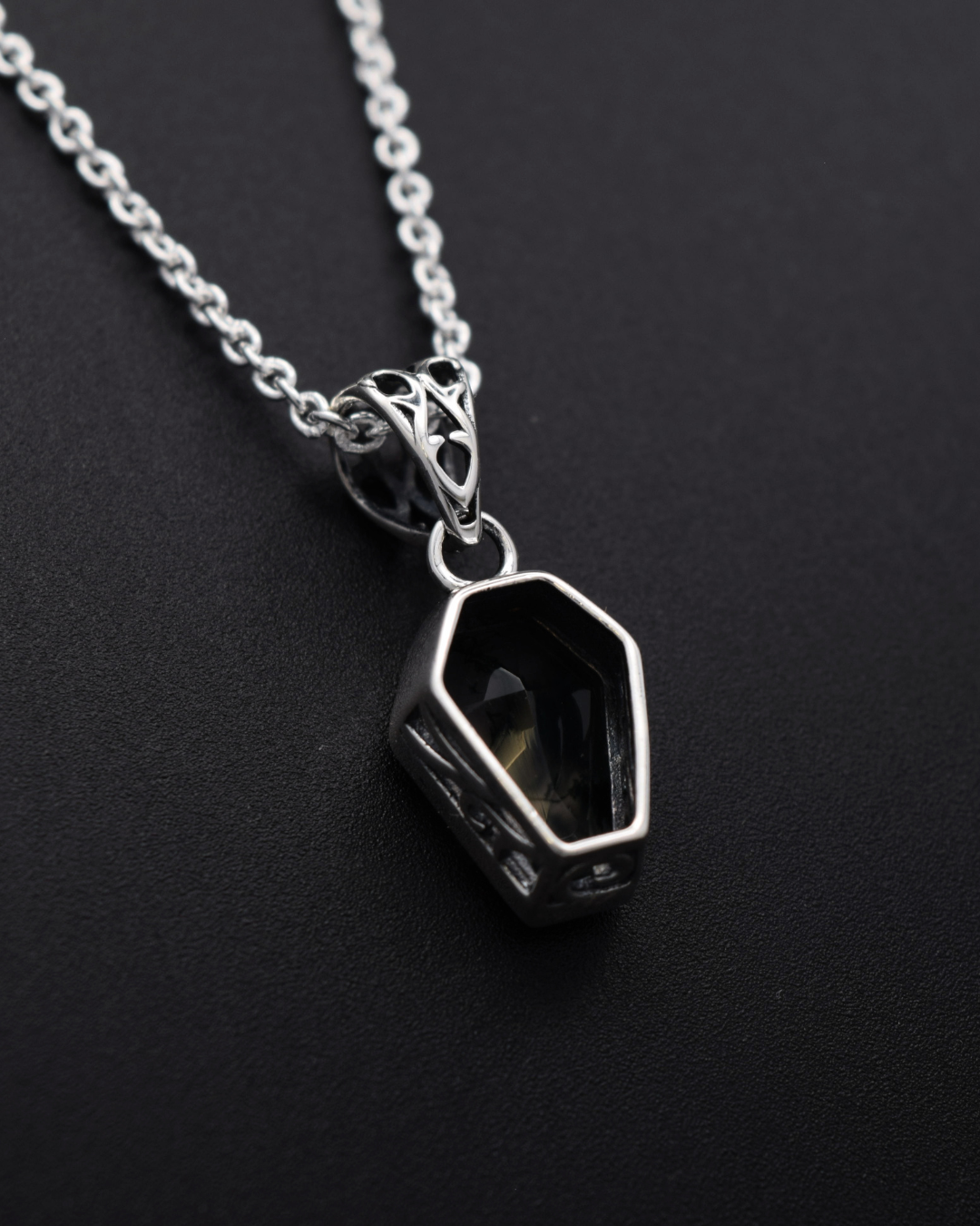 Silvaria Moss Agate Coffin Necklace