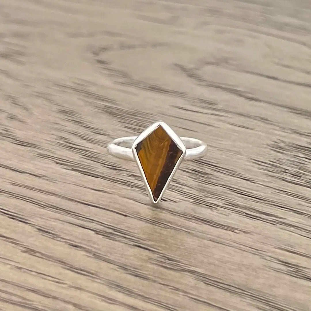 Tiger's Eye Sterling Silver Shield Ring