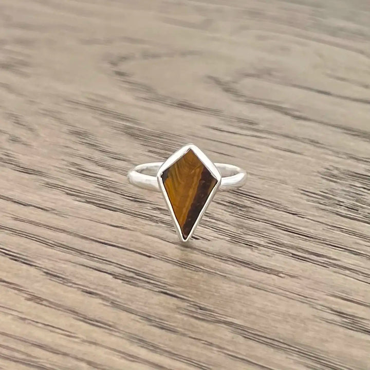 Tiger's Eye Sterling Silver Shield Ring