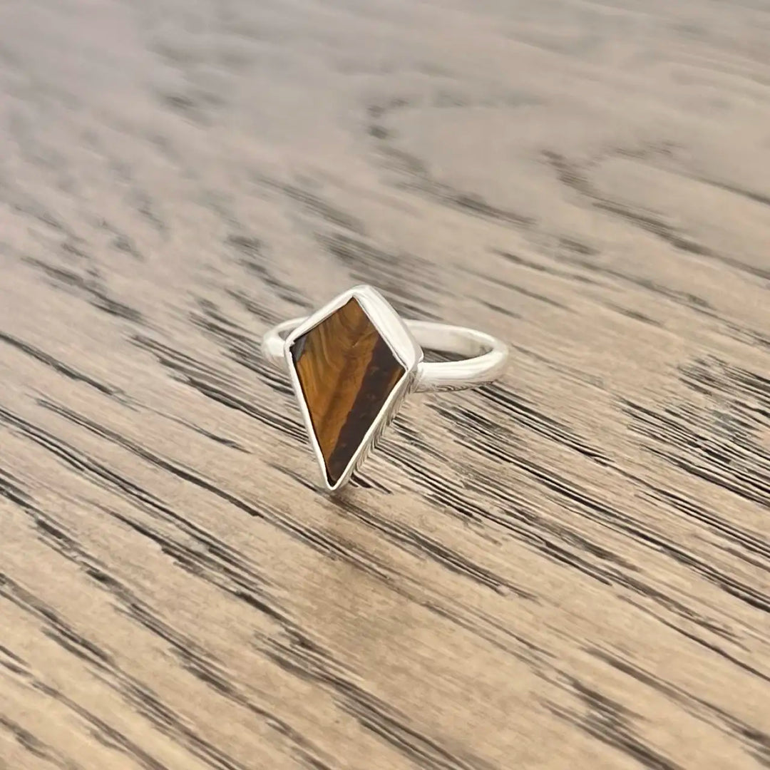 Tiger's Eye Sterling Silver Shield Ring