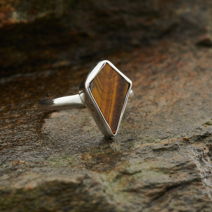 Tiger's Eye Sterling Silver Shield Ring