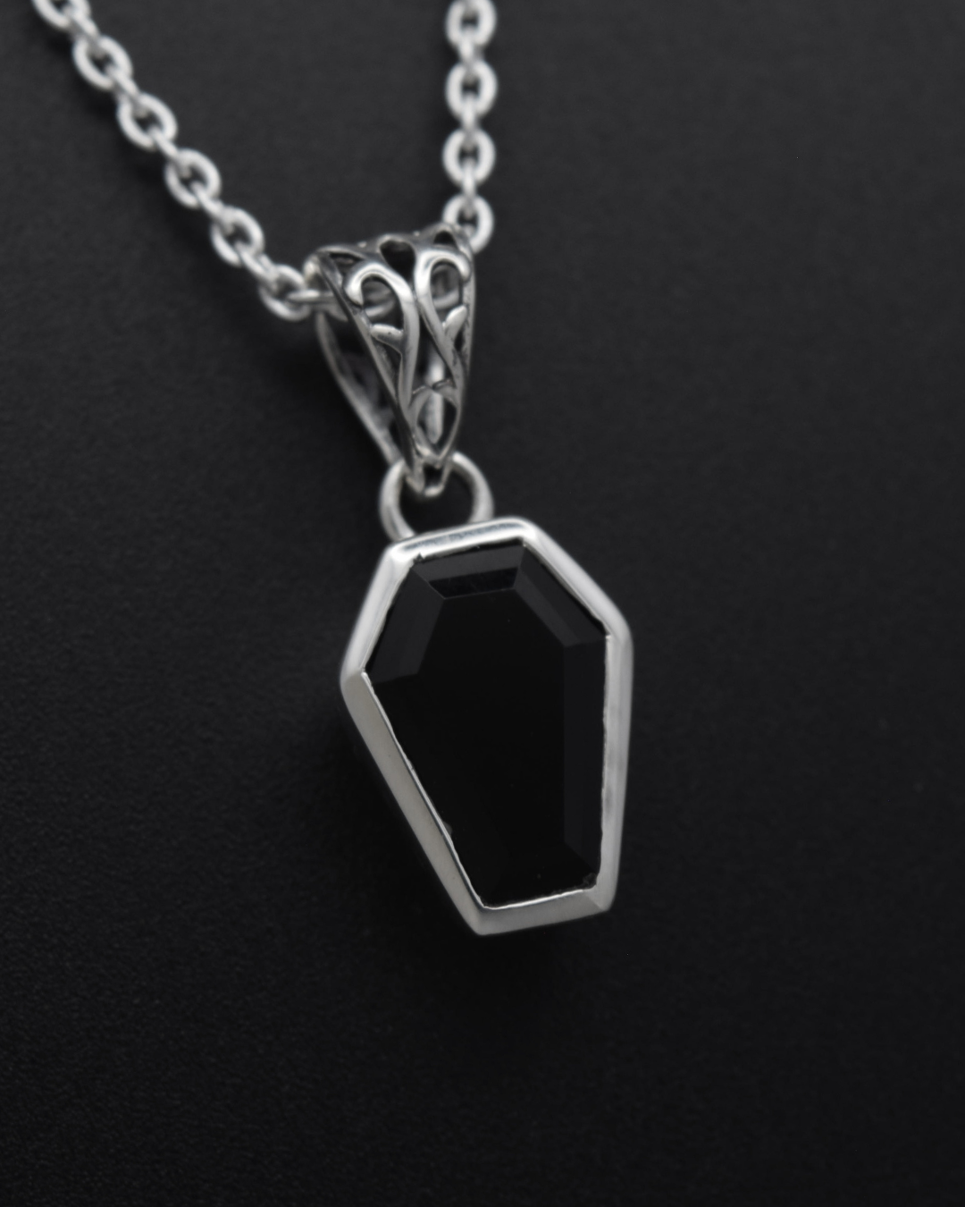 Silvaria Black Onyx Coffin Necklace