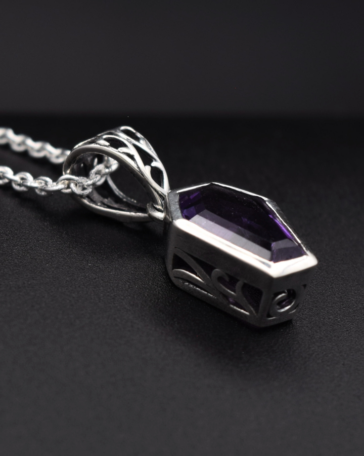 Silvaria Amethyst Coffin Necklace