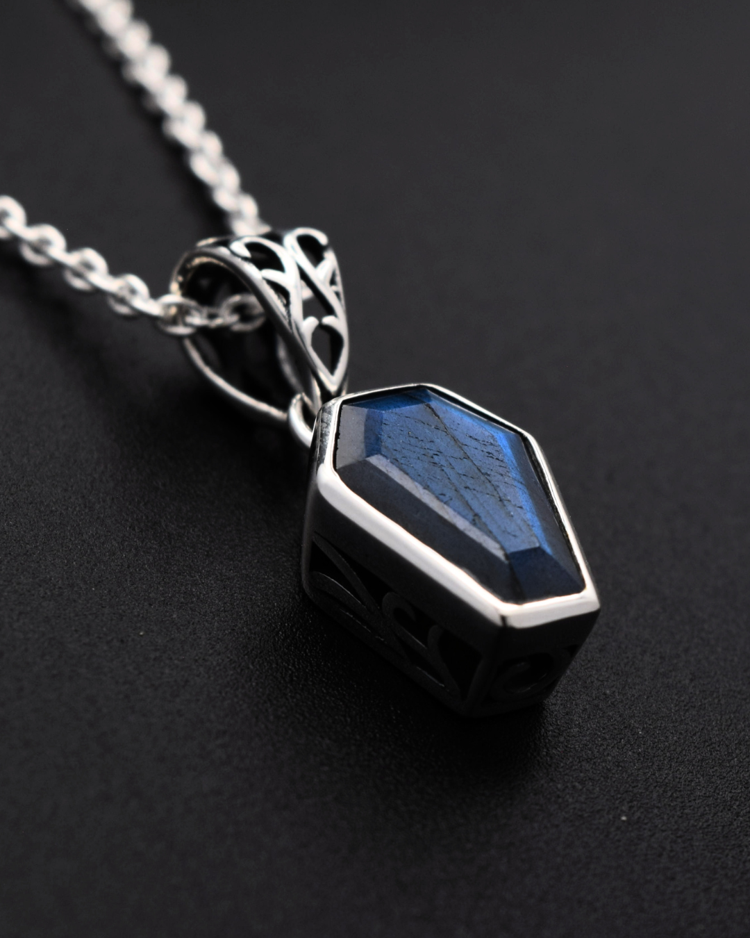 Silvaria Labradorite Coffin Necklace