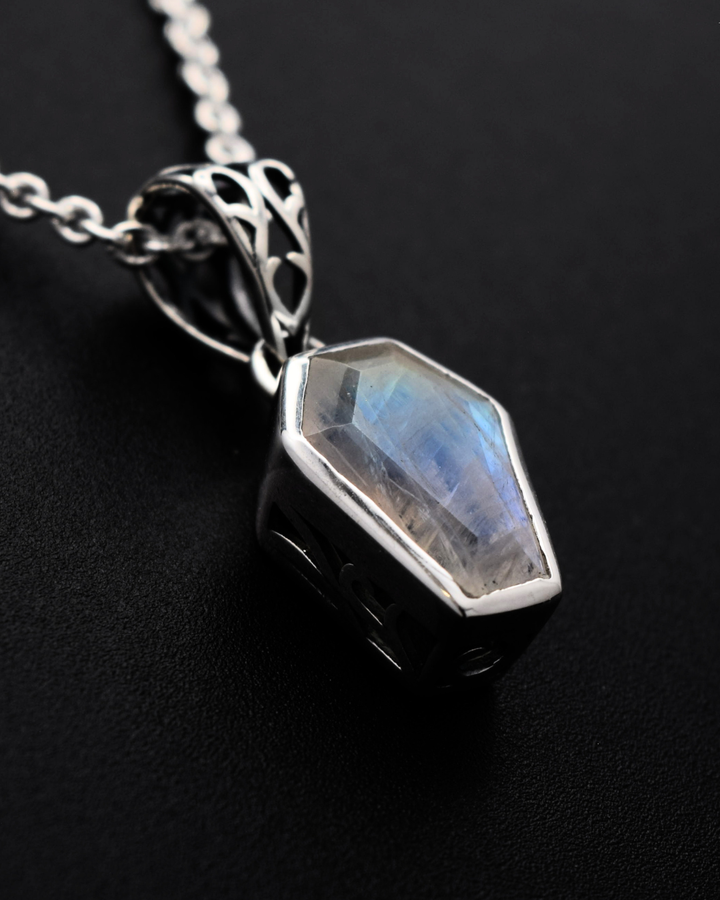Silvaria Moonstone Coffin Necklace