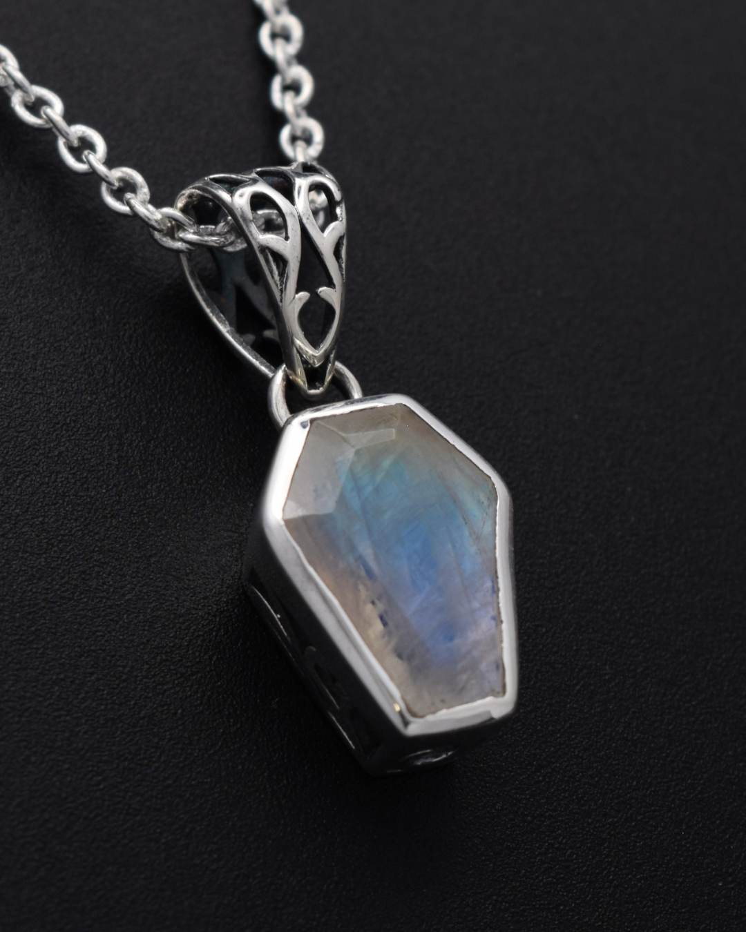 Silvaria Moonstone Coffin Necklace