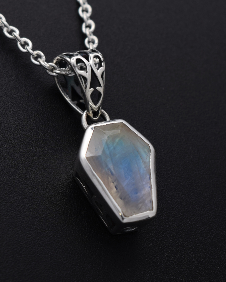 Silvaria Moonstone Coffin Necklace