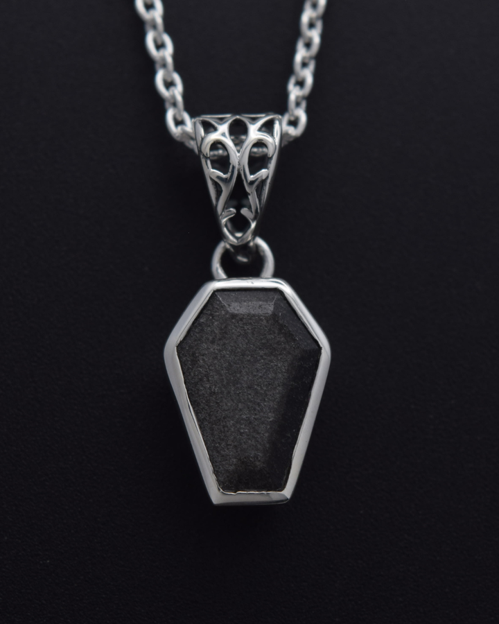 Silvaria Silver Obsidian Coffin Necklace