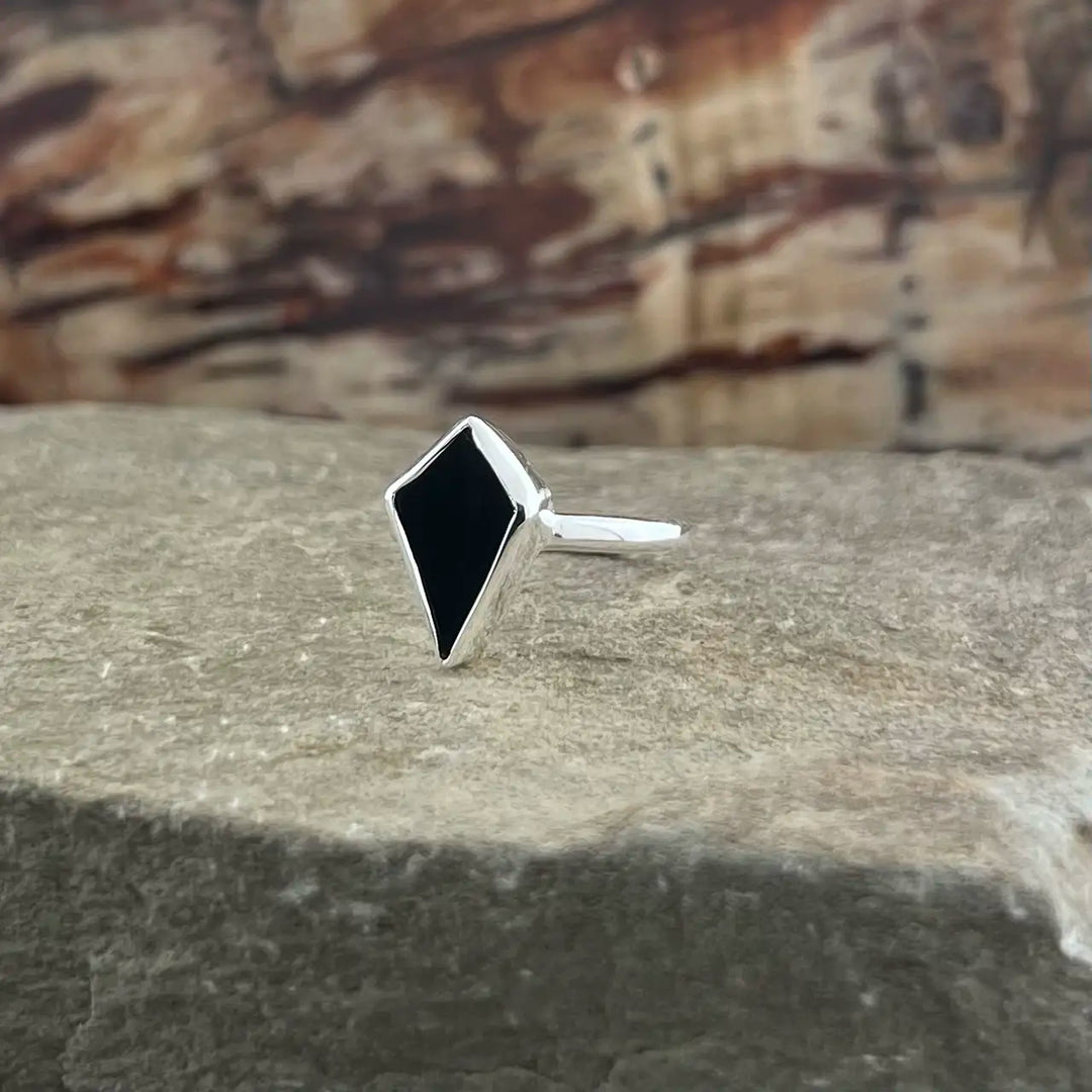 Black Onyx Sterling Silver Shield Ring
