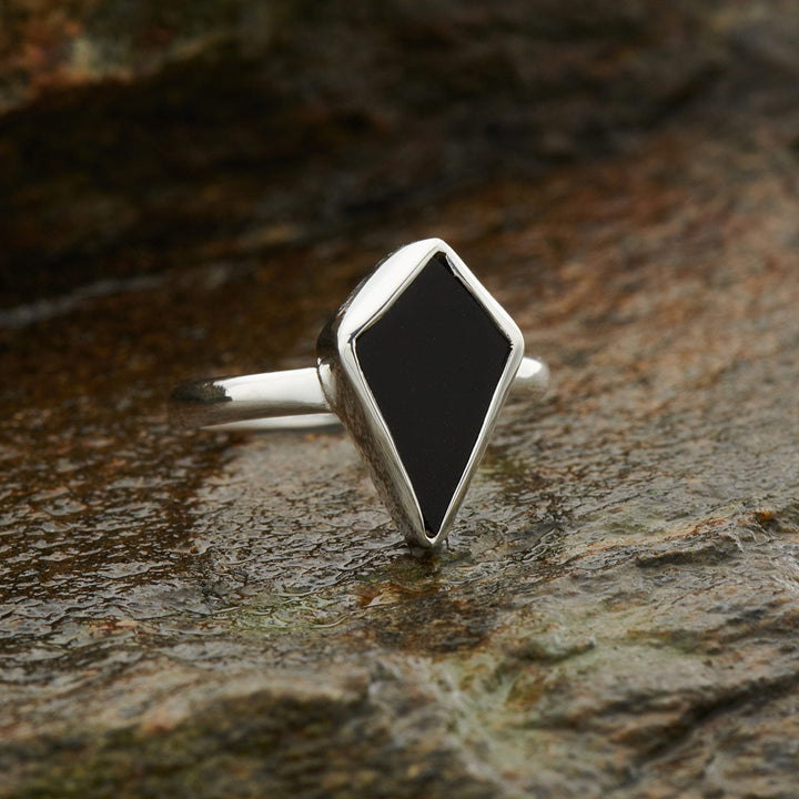 Black Onyx Sterling Silver Shield Ring