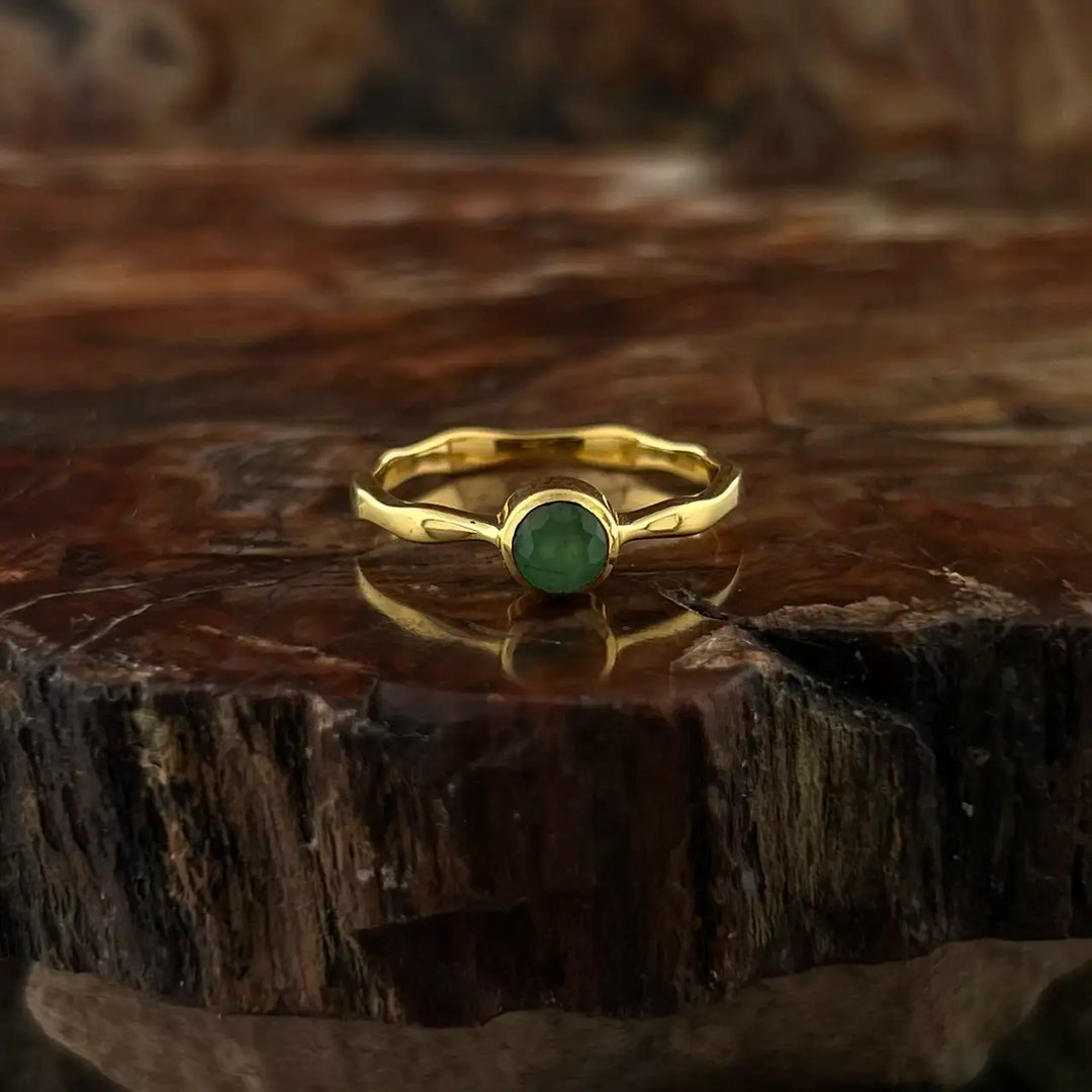 Emerald 18K Vermeil Gold Stackable Wavy Ring