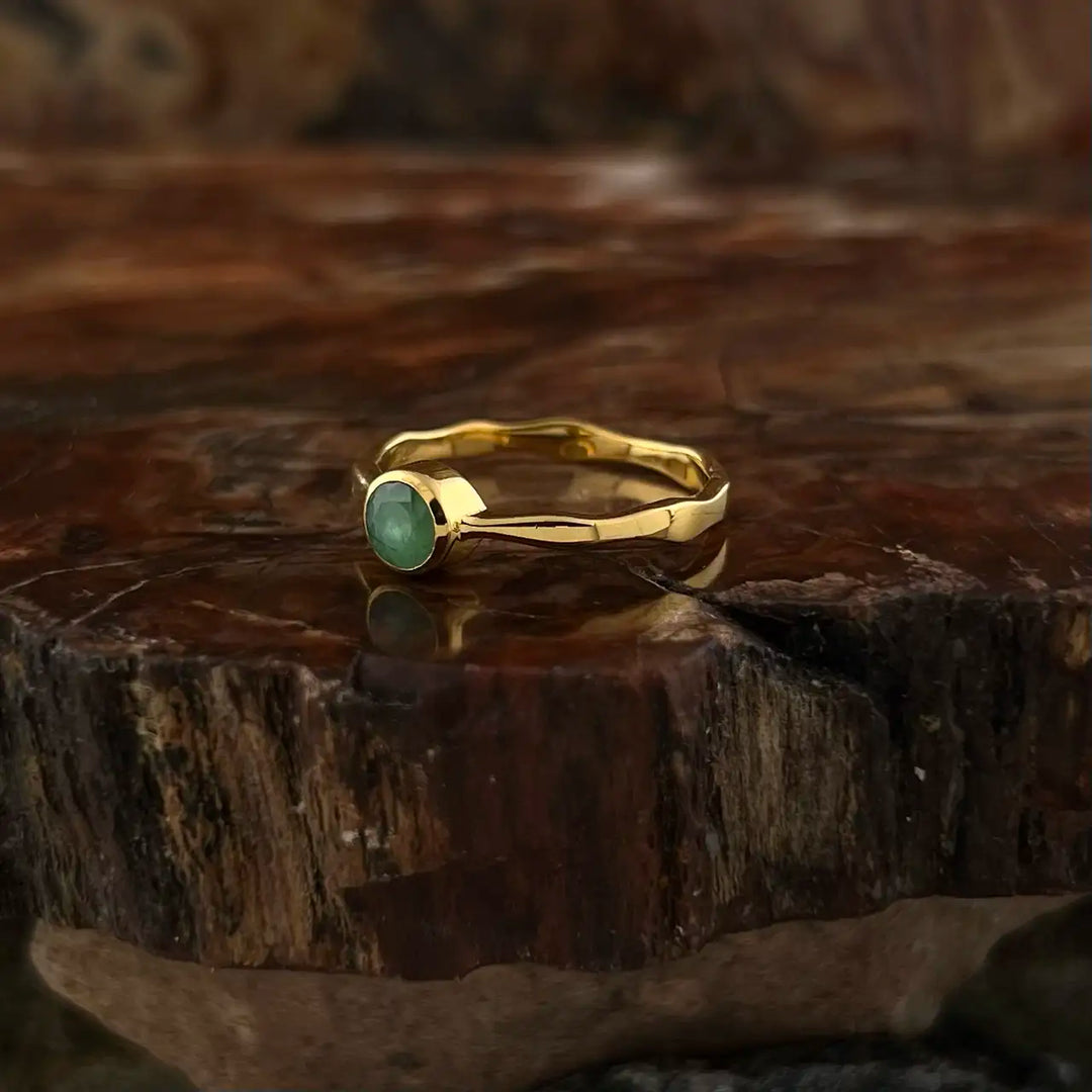 Emerald 18K Vermeil Gold Stackable Wavy Ring