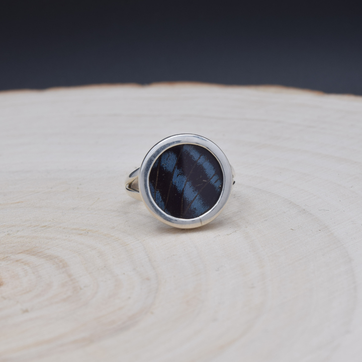 Mexican Bluewing Fine Silver Circle Ring