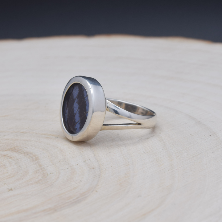 Mexican Bluewing Fine Silver Circle Ring