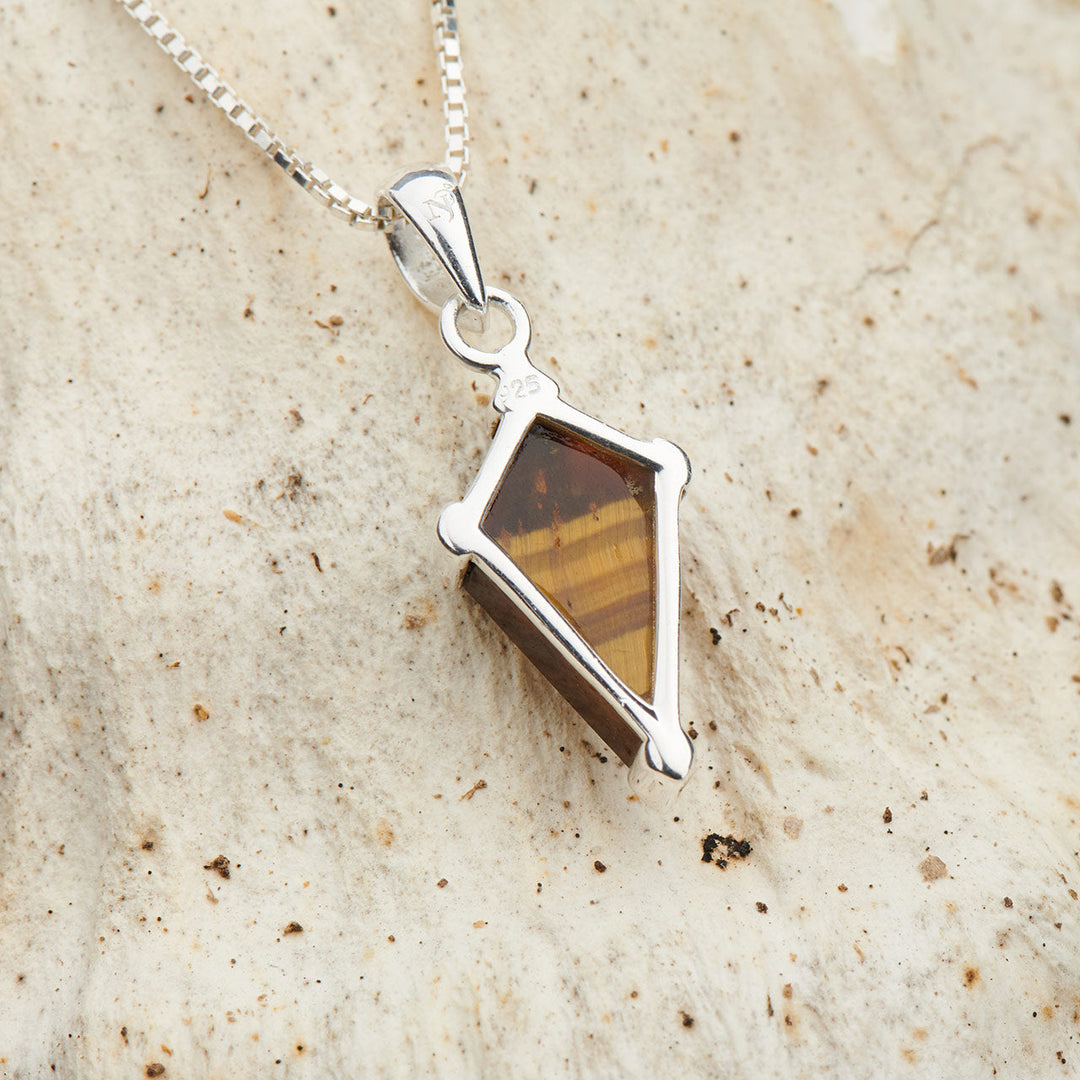 Tiger's Eye Sterling Silver Shield Pendant