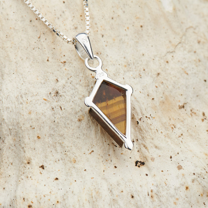 Tiger's Eye Sterling Silver Shield Pendant