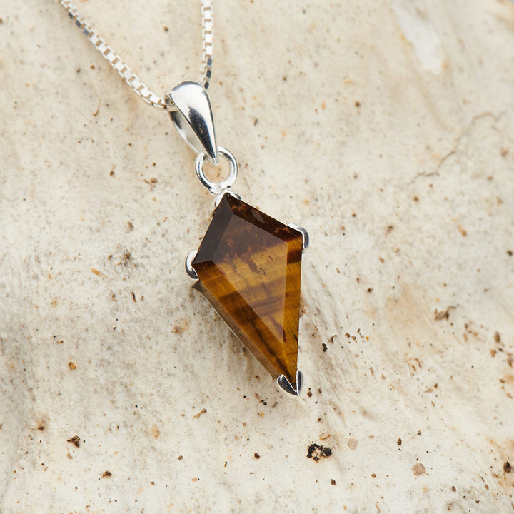 Tiger's Eye Sterling Silver Shield Pendant