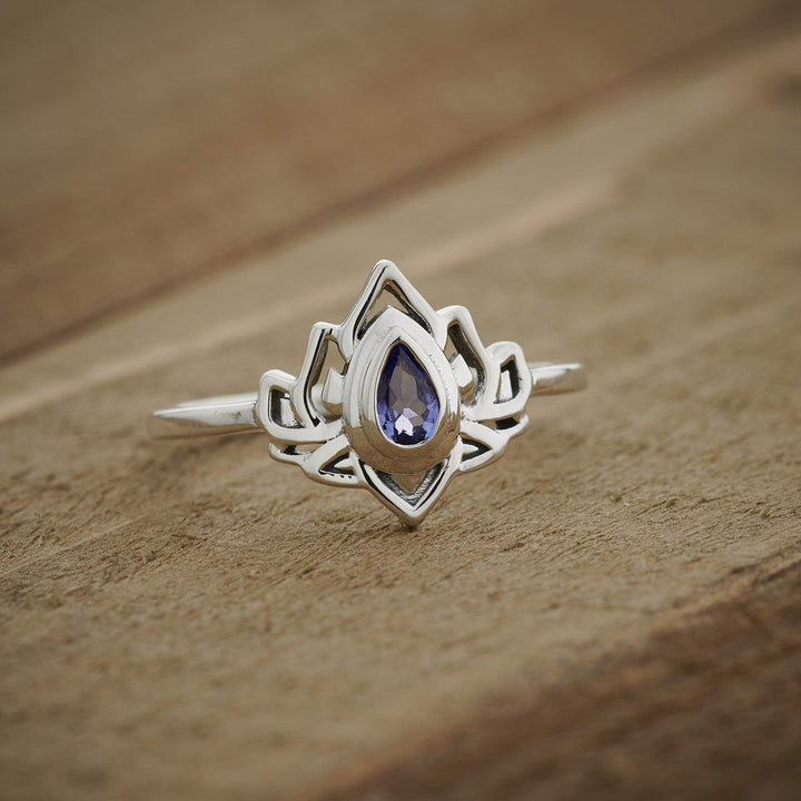 Tanzanite Sterling Silver Lotus Ring