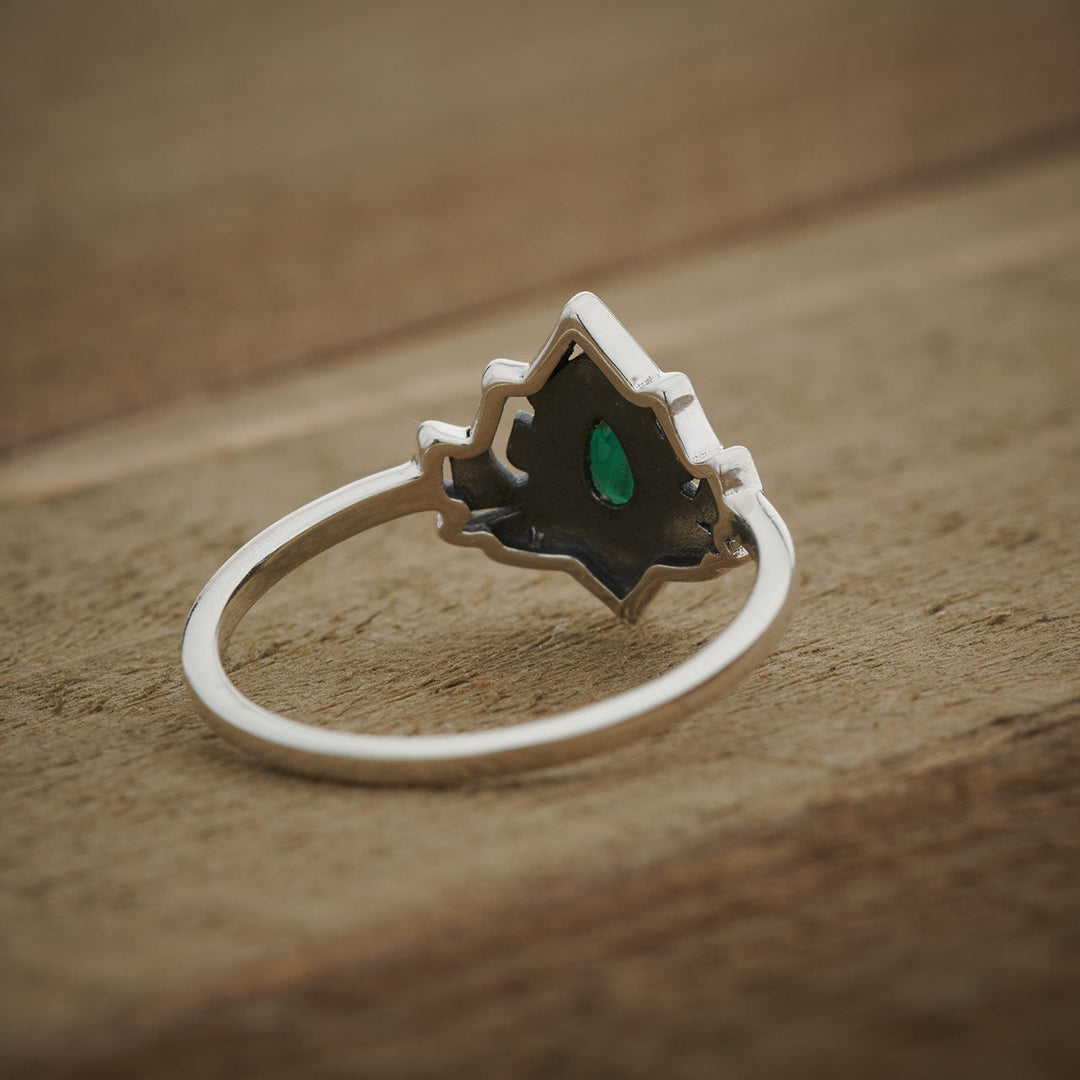 Emerald Sterling Silver Lotus Ring