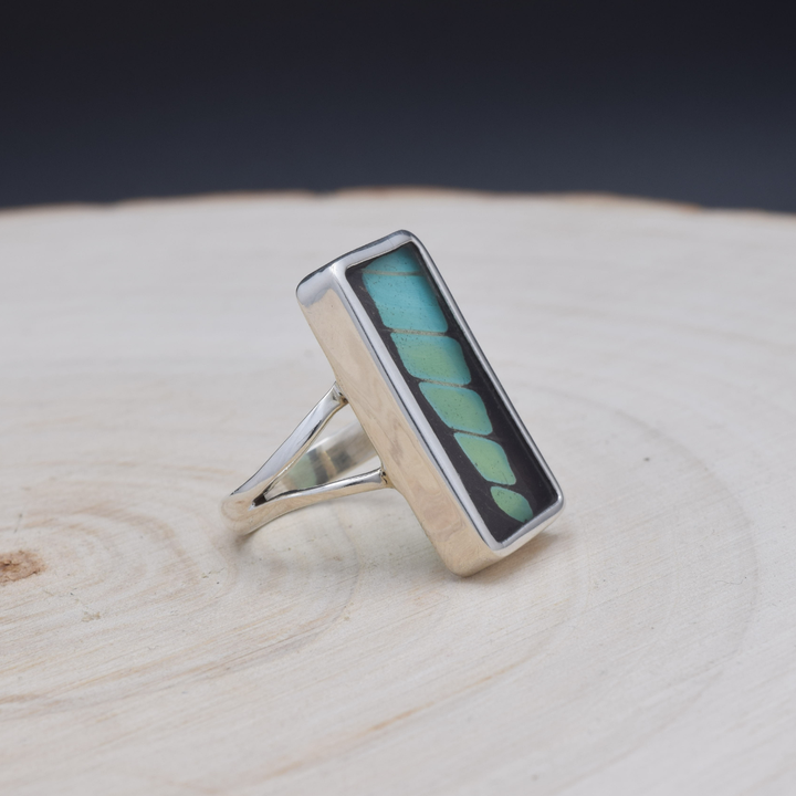 Common Bluebottle Fine Silver Rectangle Ring