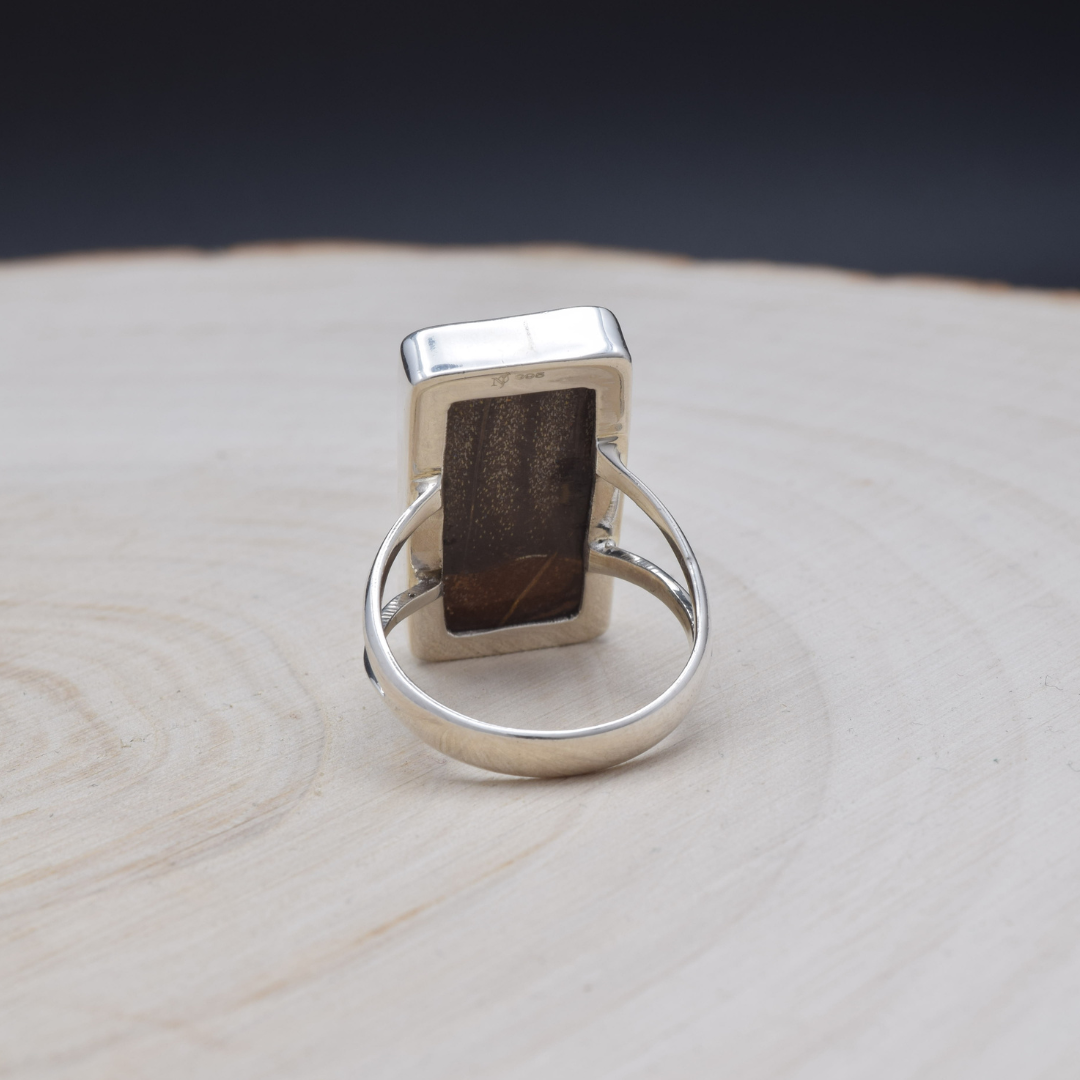Mixed Butterfly Rectangle Fine Silver Ring