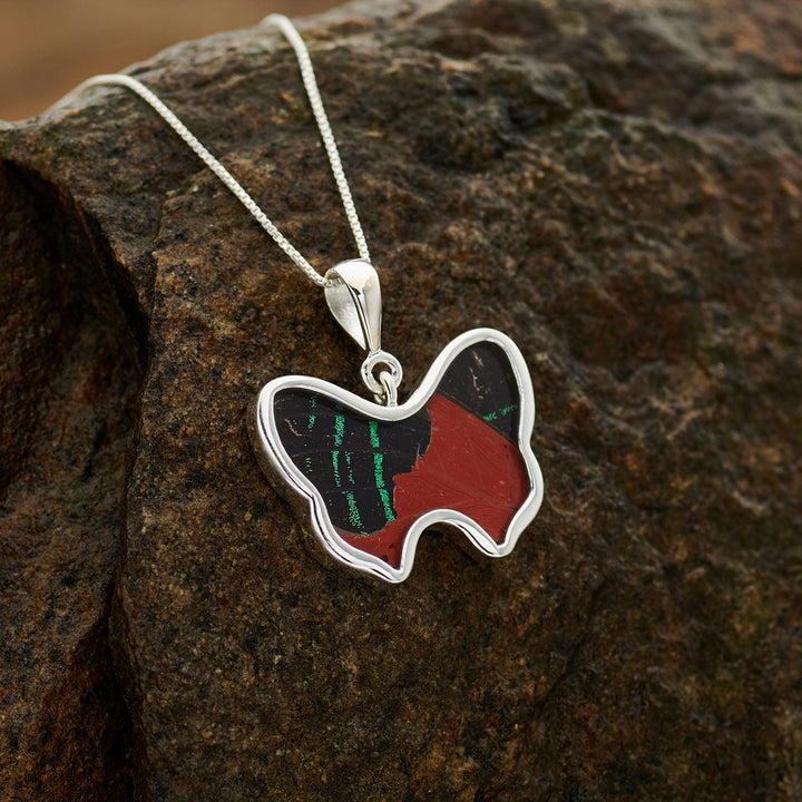 Mixed Butterfly butterfly wing pendant in fine silver