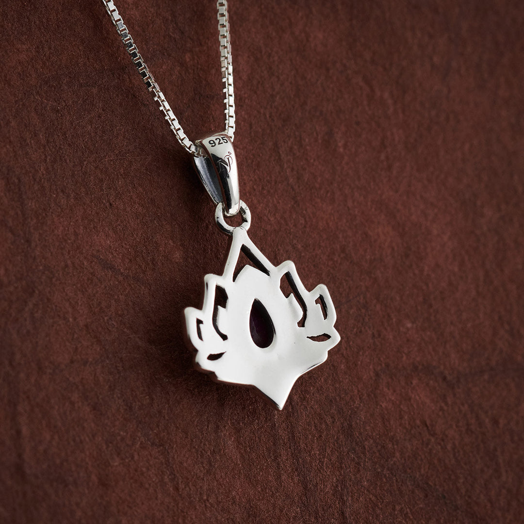 Ruby Sterling Silver Lotus Pendant