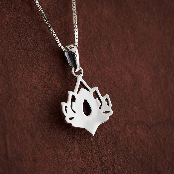 Ruby Sterling Silver Lotus Pendant