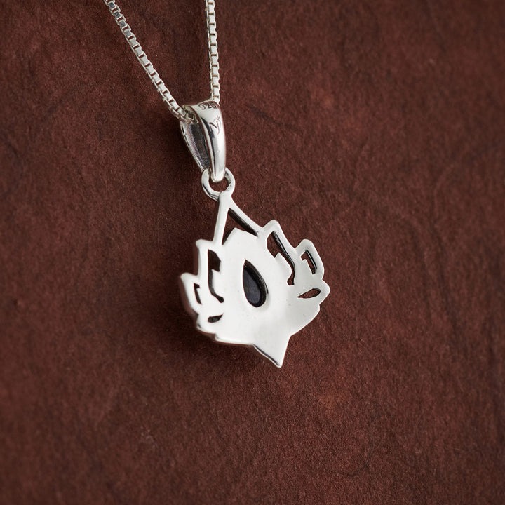 Blue Sapphire Sterling Silver Lotus Pendant