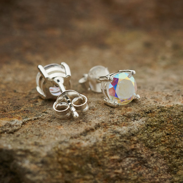Mercury Mystic Topaz Sterling Silver Circle Stud Earrings