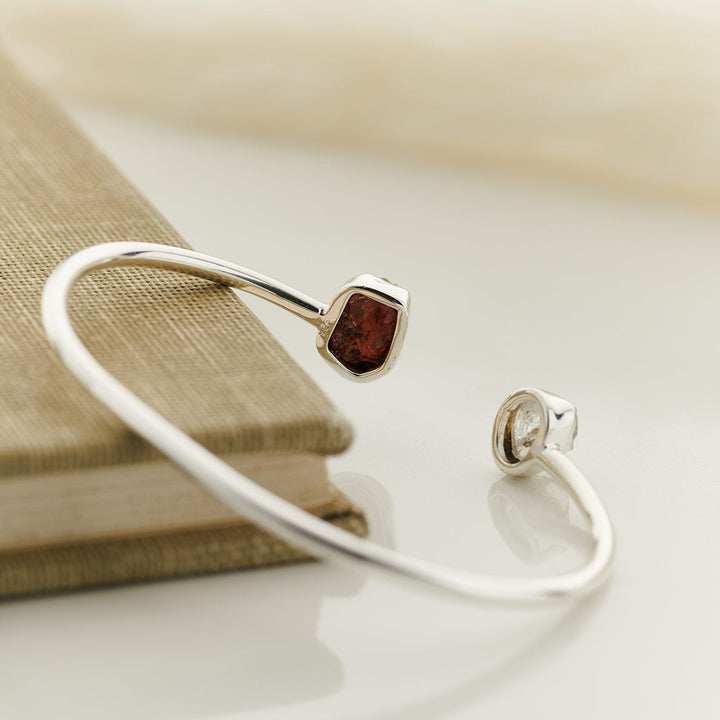 Garnet w/Herkimer Diamond Sterling Silver 2-Stone Bracelet