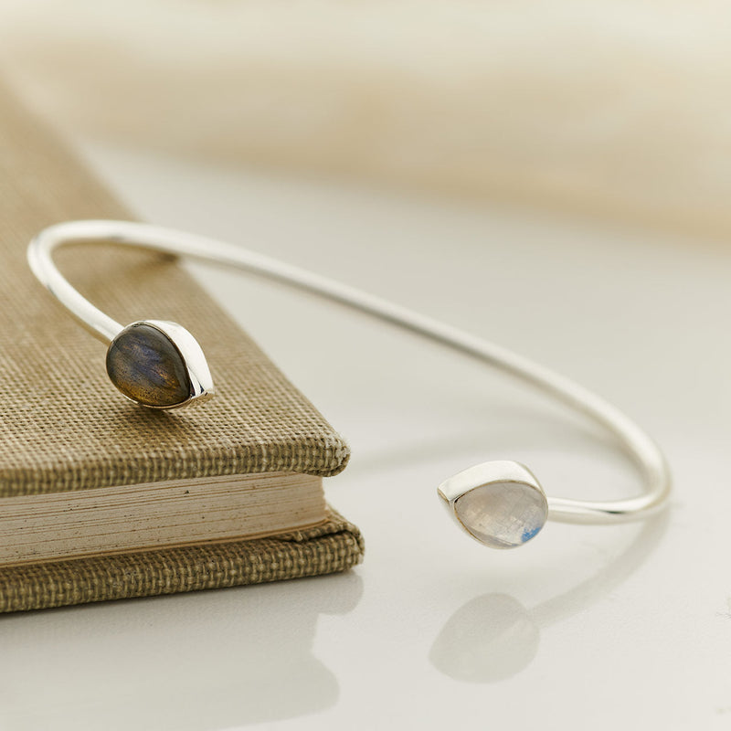 Moonstone and Labradorite bracelet in sterling silver