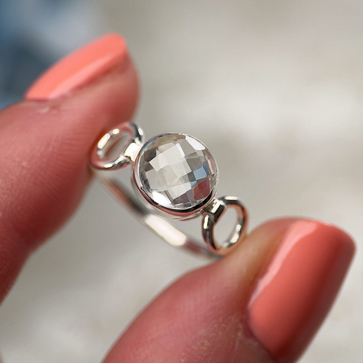 Clear Crystal Quartz Sterling Silver Trinity Ring