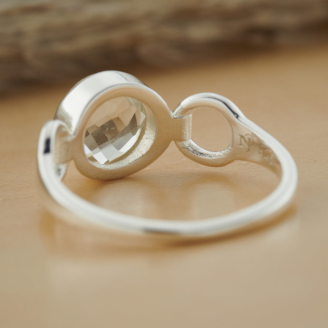 Clear Crystal Quartz Sterling Silver Trinity Ring